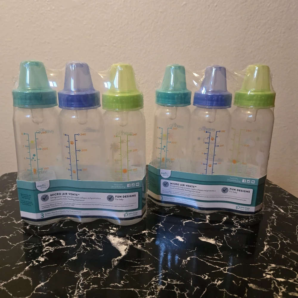 🍒🍒 (6) Evenflo Classic Prints Baby Bottles Set